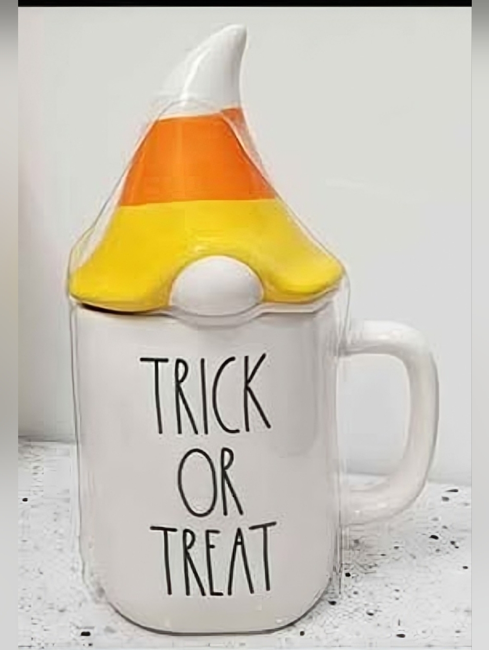 HTF TRICK OR TREAT Mug with Gnome Topper Rae Dunn 2021